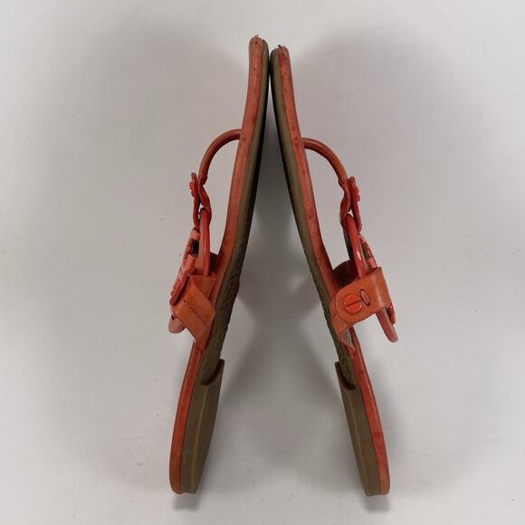 Tory Burch Miller Cloud Logo Sandals Womens Size 6.5 M Orange Leather - Picture 6 of 9